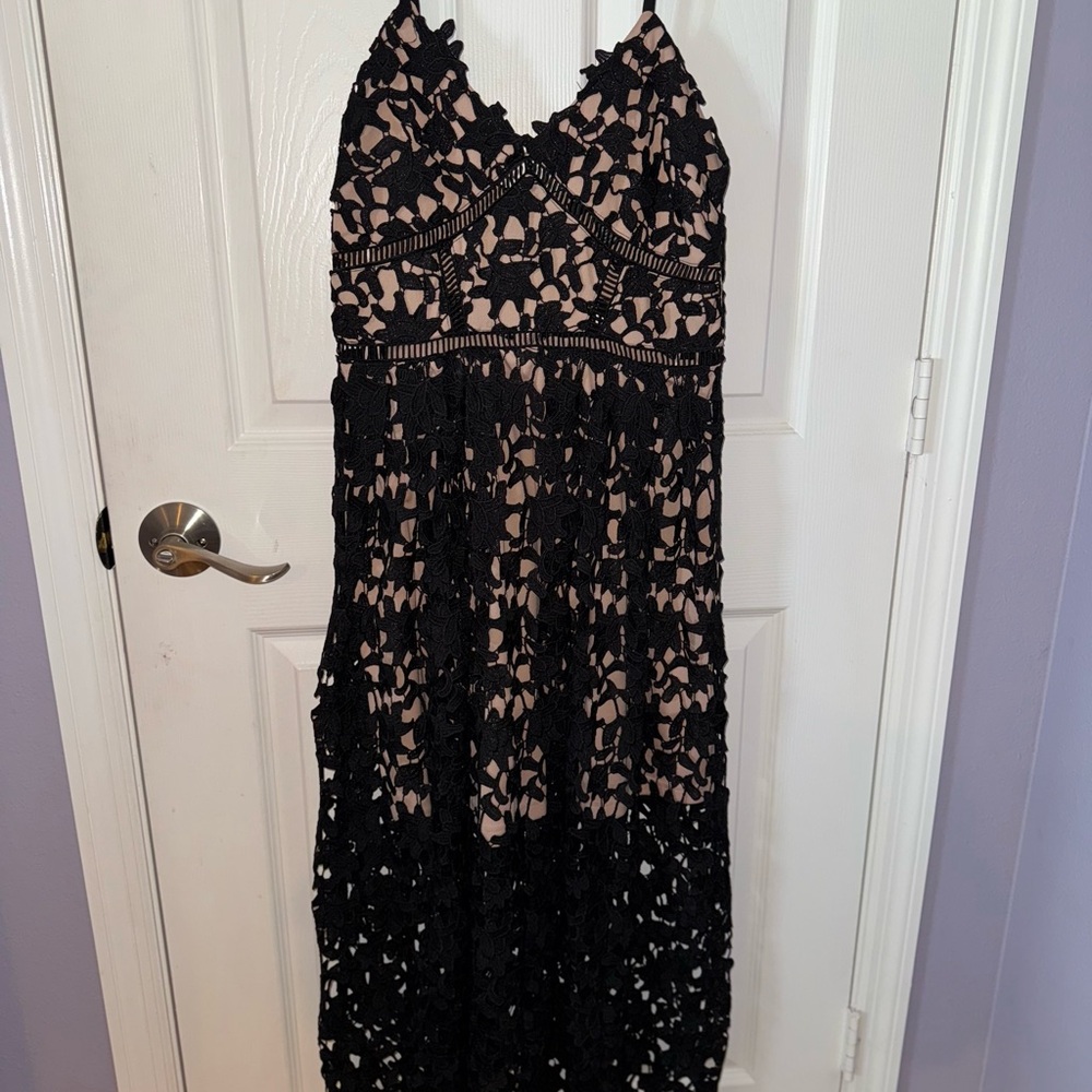 Aqua Black and Cream Lace Dress